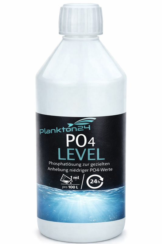 Plankton24 PO4 Level Hochreine Phosphatlösung zur präzisen Erhöhung niedriger PO4-Werte im Meerwasseraquarium.
