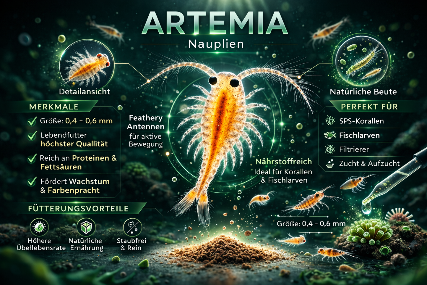 Lebendfutter Zooplankton marine Artemia salina -  Nauplien Salinenkrebse