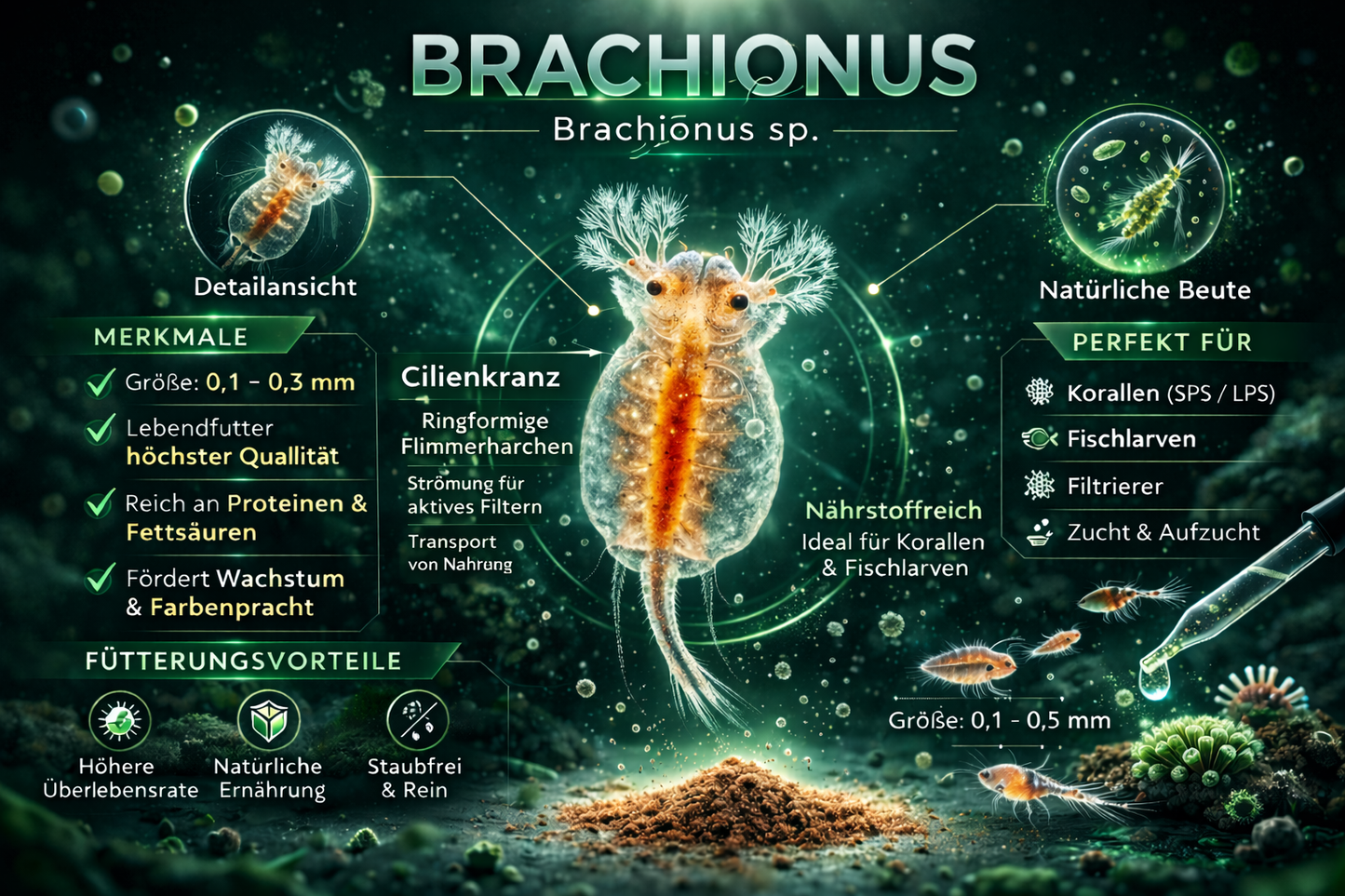 Brachionus - Marine Rädertierchen - Lebende Copepoden